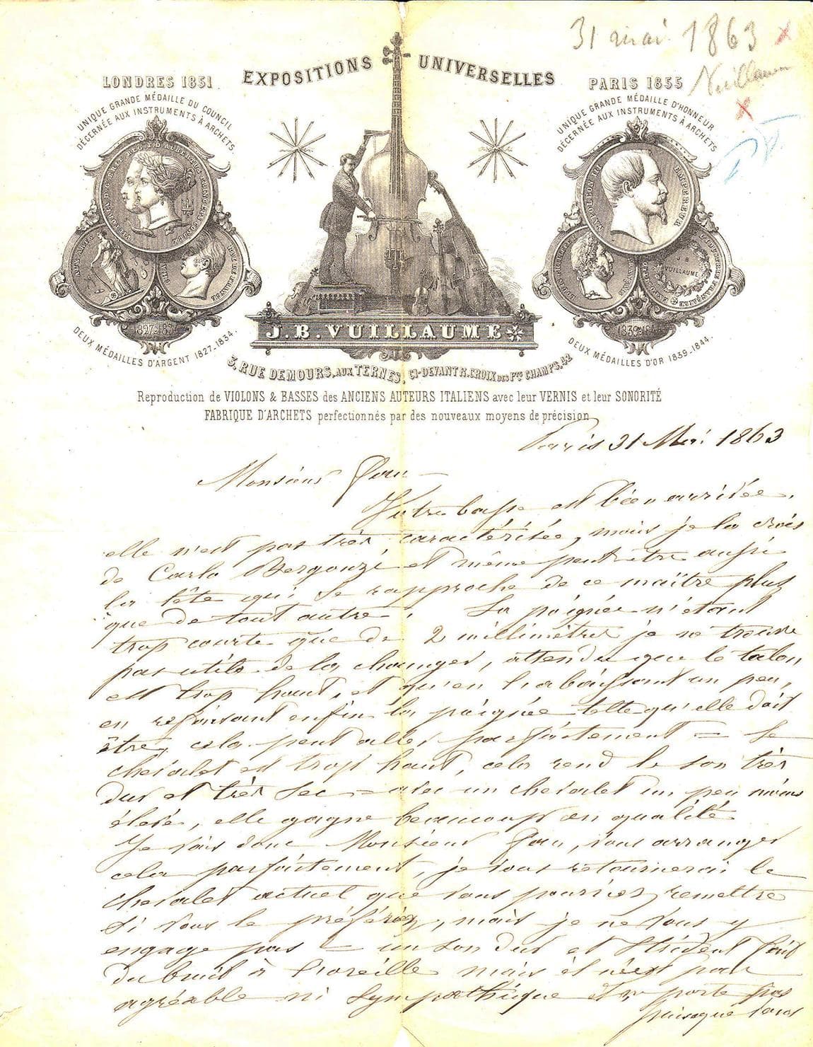 J.B. Vuillaume letter